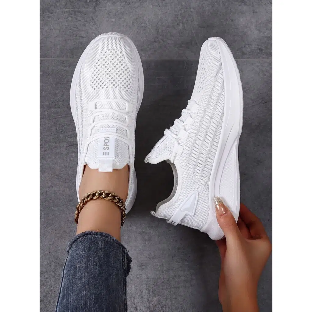 Beyaz Unisex Hafif Triko Sneaker Ortopedik Ayakkabı-015