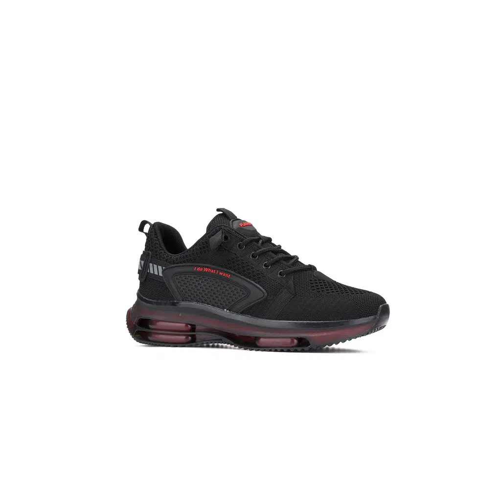 ERKEK GÜNLÜK SNEAKER ORTOPEDİK SİYAH KIRMIZI-BULL025
