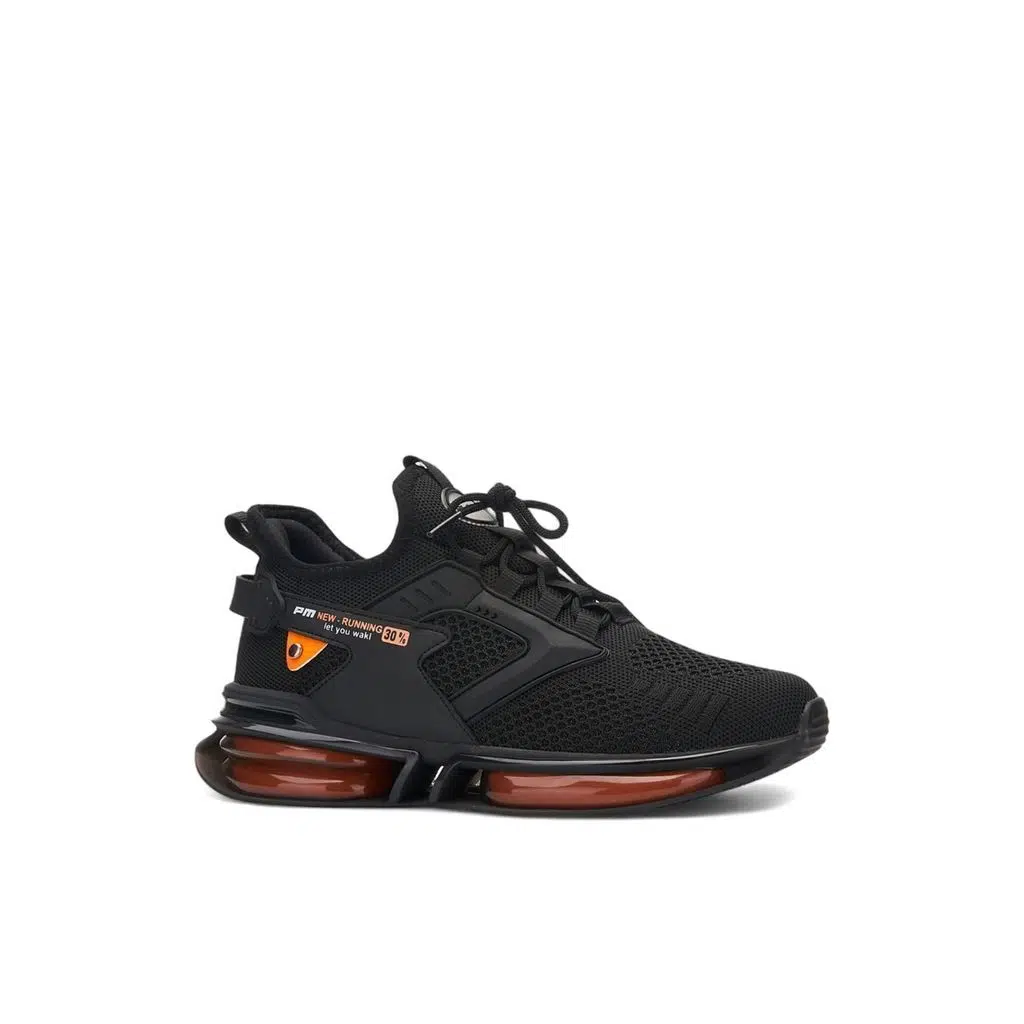 Erkek Siyah Sneaker Spor Ayakkabı Balon Taban Triko Ortopedik-047