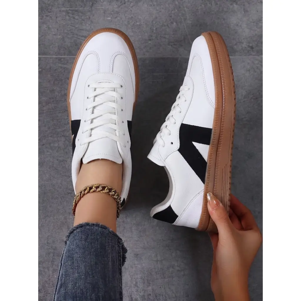 Kadın Sneaker Yüksek Taban Ortopedik Bağcıklı Spor Ayakkabı Retro Beyaz-011